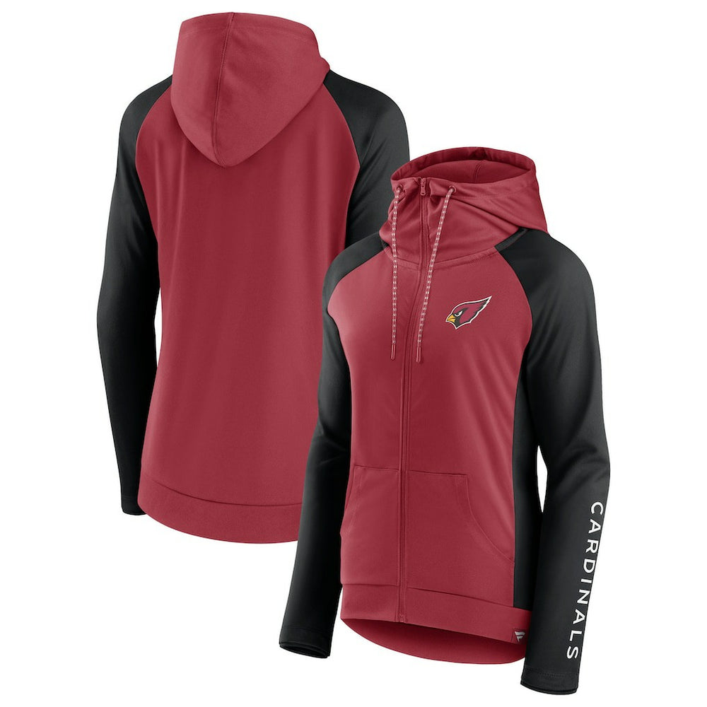 Arizona Cardinals Women's End Around Lightweight Raglan Full-Zip Hoodie Jacket Cardinal/Black