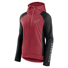 Arizona Cardinals Women's End Around Lightweight Raglan Full-Zip Hoodie Jacket Cardinal/Black