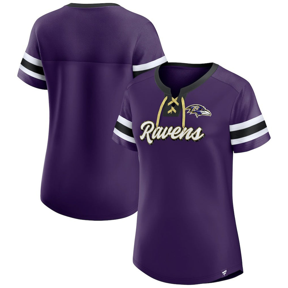 Baltimore Ravens Women's Original State Lace-Up T-Shirt Purple