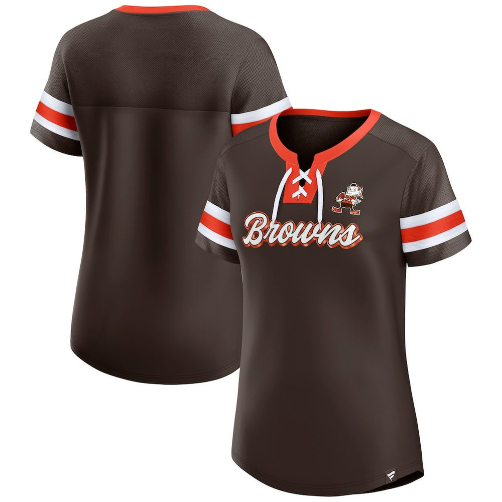 Cleveland Browns Women's Original State Lace-Up T-Shirt Brown