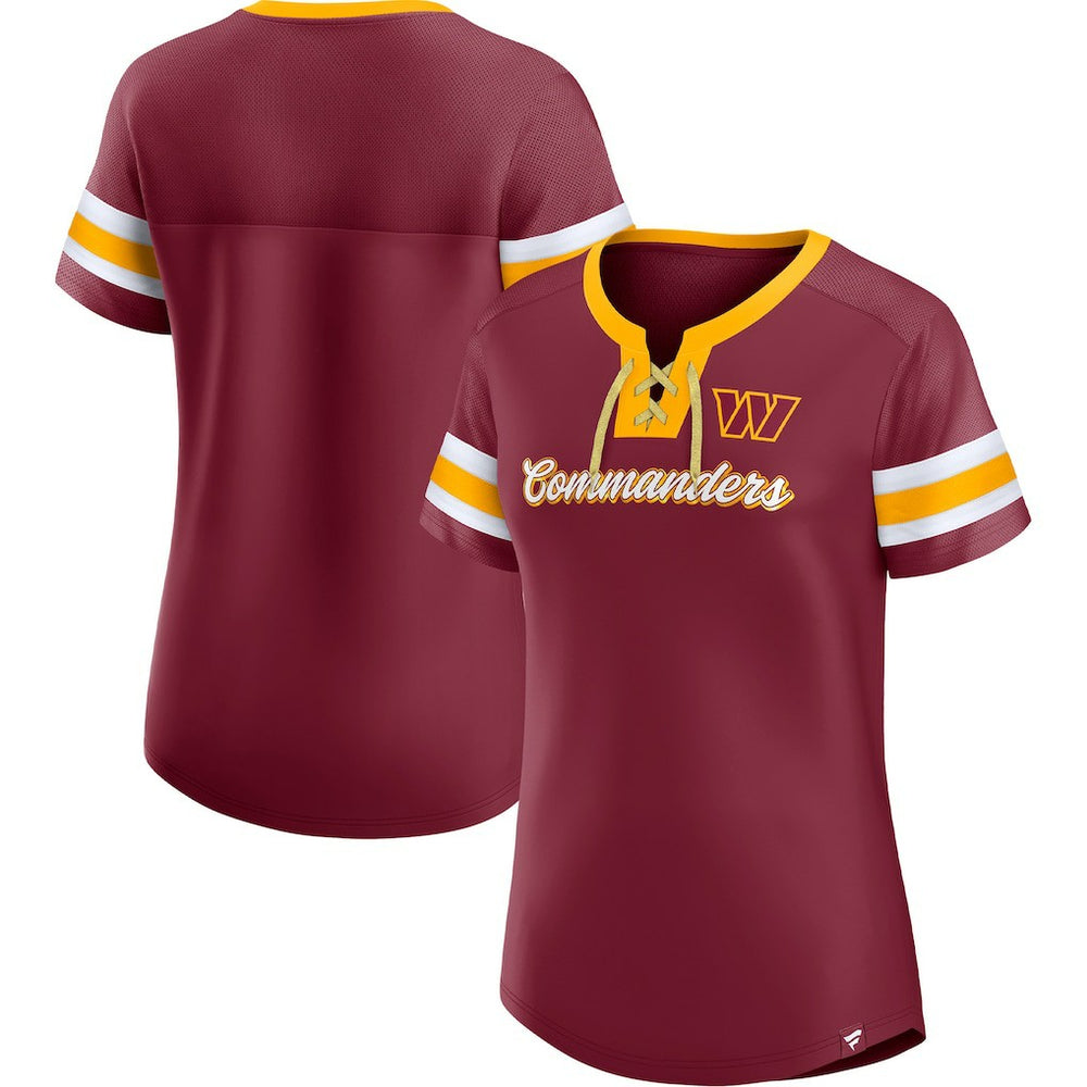 Washington Commanders Women's Original State Lace-Up T-Shirt Burgundy
