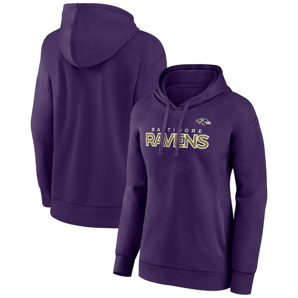 Baltimore Ravens Women's Iconic Cotton Fleece Checklist Pullover Hoodie Purple
