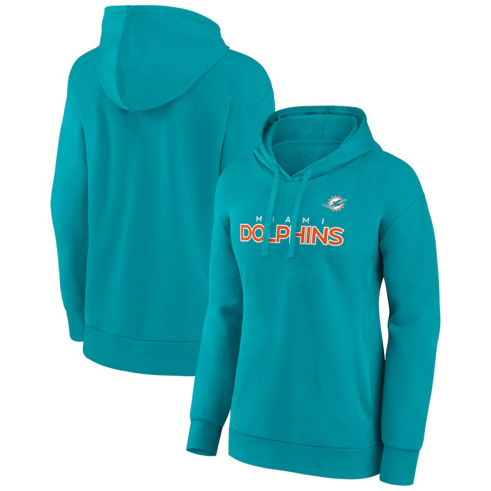 Miami Dolphins Women's Iconic Cotton Fleece Checklist Pullover Hoodie Aqua