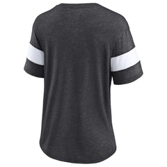 New Orleans Saints Women's Distressed Team Tri-Blend V-Neck T-Shirt Heathered Charcoal/White