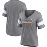 Cleveland Browns Women's Give It All Half-Sleeve Tri-Blend V-Neck T-Shirt Heather Gray