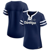 Dallas Cowboys Women's Original State Lace-Up T-Shirt Navy