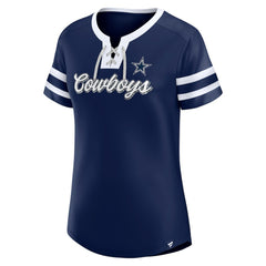Dallas Cowboys Women's Original State Lace-Up T-Shirt Navy