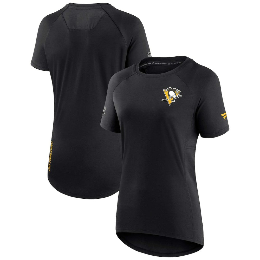 NHL Pittsburgh Penguins Fanatics Women's Authentic Pro Rink Raglan Tech T-Shirt - Black