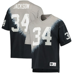 Bo Jackson Las Vegas Raiders Retired Player Name & Number Diagonal Tie-Dye V-Neck T-Shirt Black/Silver