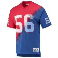 Lawrence Taylor New York Giants Retired Player Name & Number Diagonal Tie-Dye V-Neck T-Shirt Red/Royal