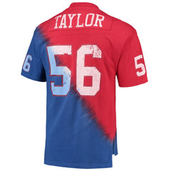 Lawrence Taylor New York Giants Retired Player Name & Number Diagonal Tie-Dye V-Neck T-Shirt Red/Royal