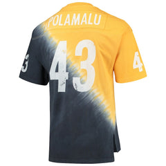 Troy Polamalu Pittsburgh Steelers Retired Player Name & Number Diagonal Tie-Dye V-Neck T-Shirt Gold/Black