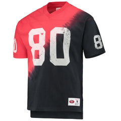 Jerry Rice San Francisco 49ers Retired Player Name & Number Diagonal Tie-Dye V-Neck T-Shirt Black/Red
