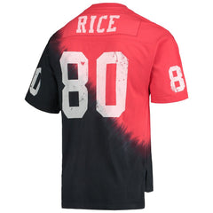 Jerry Rice San Francisco 49ers Retired Player Name & Number Diagonal Tie-Dye V-Neck T-Shirt Black/Red