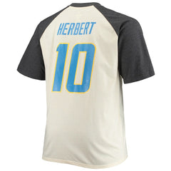 Justin Herbert Los Angeles Chargers Big & Tall Player Name & Number Raglan T-Shirt Oatmeal