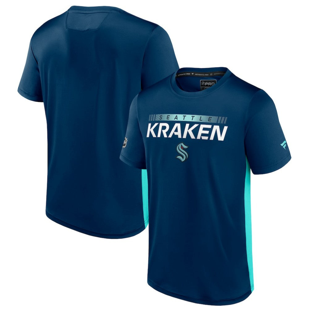 NHL Seattle Kraken Fanatics Authentic Pro Rink Tech T-Shirt - Deep Sea Blue/Light Blue