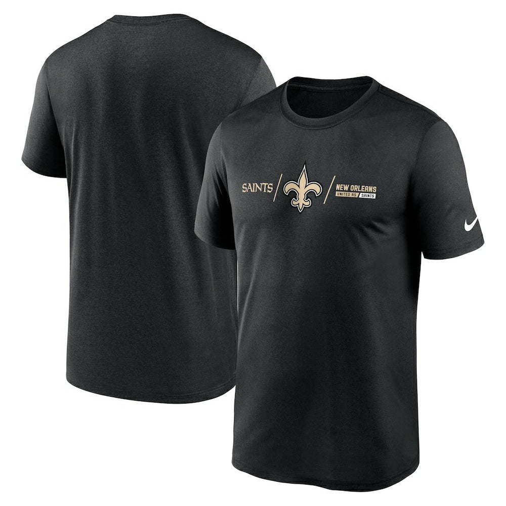 New Orleans Saints Horizontal Lockup Legend Performance T-Shirt Black