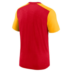 Kansas City Chiefs Color Block Team Name T-Shirt Heathered Red/Heathered Gold