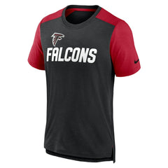 Atlanta Falcons Color Block Team Name T-Shirt Heathered Black/Heathered Red