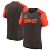 Cleveland Browns Color Block Team Name T-Shirt Heathered Brown/Heathered Orange