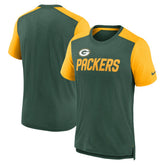 Green Bay Packers Color Block Team Name T-Shirt Heathered Green/Heathered Gold
