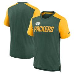 Green Bay Packers Color Block Team Name T-Shirt Heathered Green/Heathered Gold
