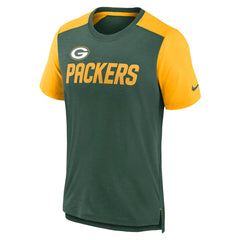 Green Bay Packers Color Block Team Name T-Shirt Heathered Green/Heathered Gold