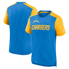 Los Angeles Chargers Color Block Team Name T-Shirt Heathered Powder Blue/Heathered Gold