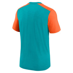 Miami Dolphins Color Block Team Name T-Shirt Heathered Aqua/Heathered Orange