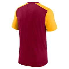 Washington Commanders Color Block Team Name T-Shirt Heathered Burgundy/Heathered Gold