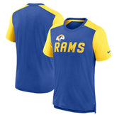 Los Angeles Rams Color Block Team Name T-Shirt Heathered Royal/Heathered Gold