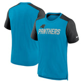 Carolina Panthers Color Block Team Name T-Shirt Heathered Blue/Heathered Black