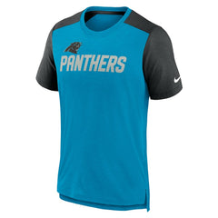 Carolina Panthers Color Block Team Name T-Shirt Heathered Blue/Heathered Black