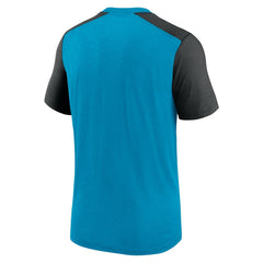 Carolina Panthers Color Block Team Name T-Shirt Heathered Blue/Heathered Black