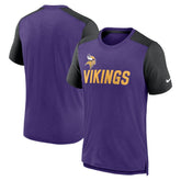 Minnesota Vikings Color Block Team Name T-Shirt Heathered Purple/Heathered Black