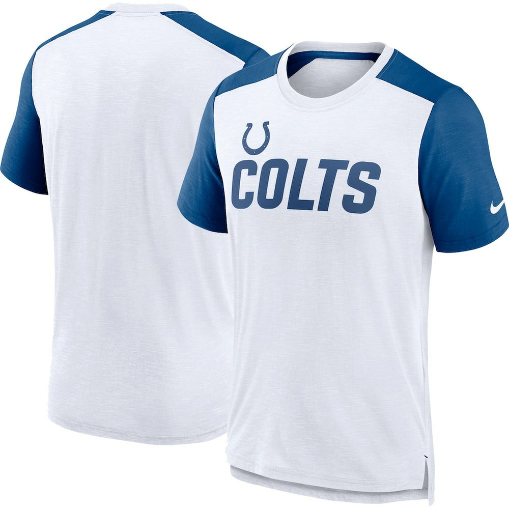 Indianapolis Colts Color Block Team Name T-Shirt White/Heather Royal