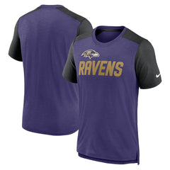 Baltimore Ravens Color Block Team Name T-Shirt Heathered Purple/Heathered Black