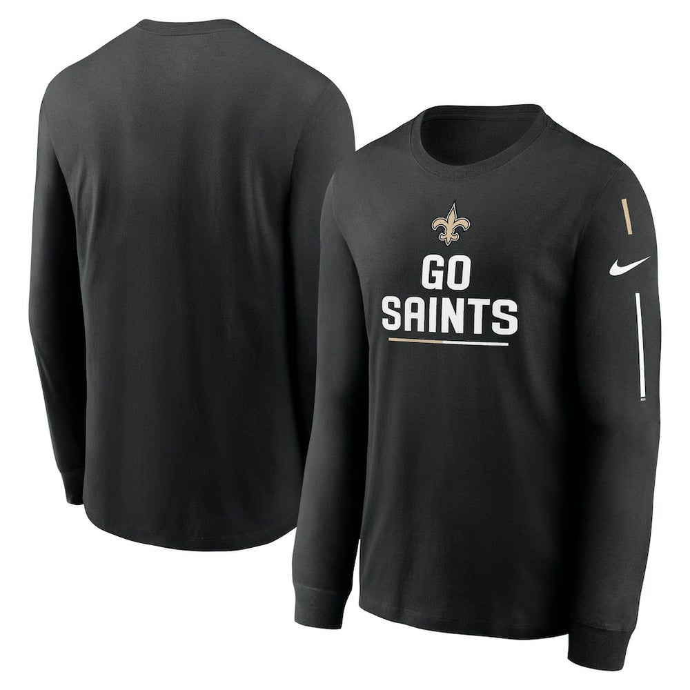 New Orleans Saints Team Slogan Long Sleeve T-Shirt Black