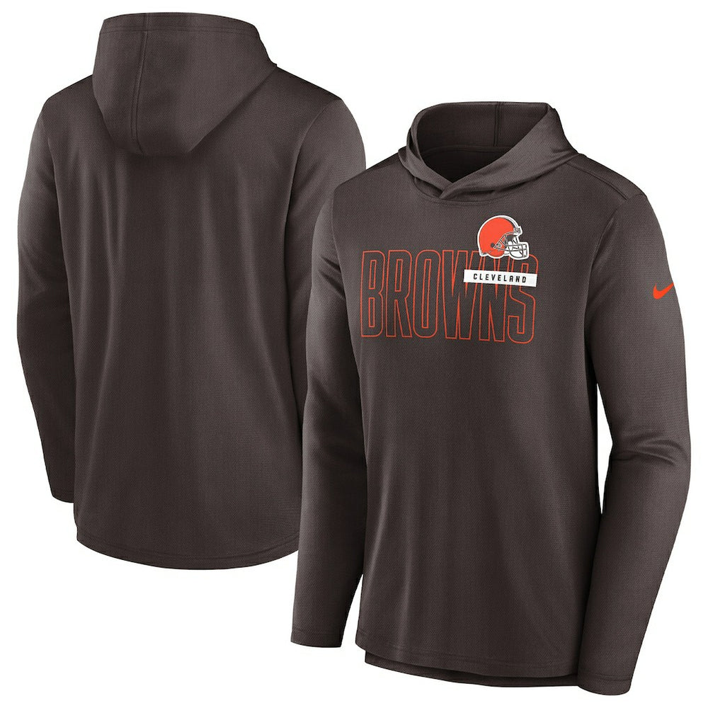 Cleveland Browns Lightweight Performance Hooded Long Sleeve T-Shirt Brown