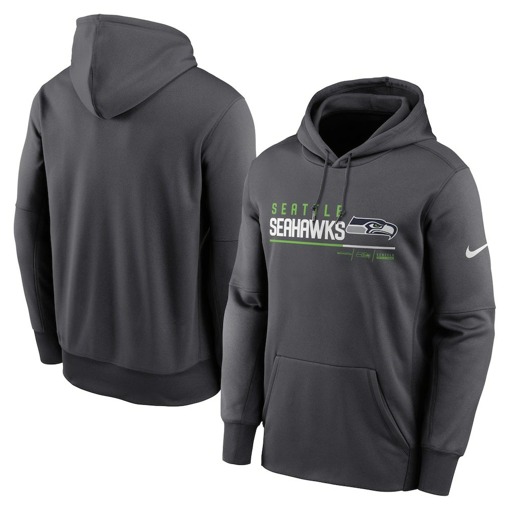 Seattle Seahawks Prime Logo Name Split Pullover Hoodie Anthracite