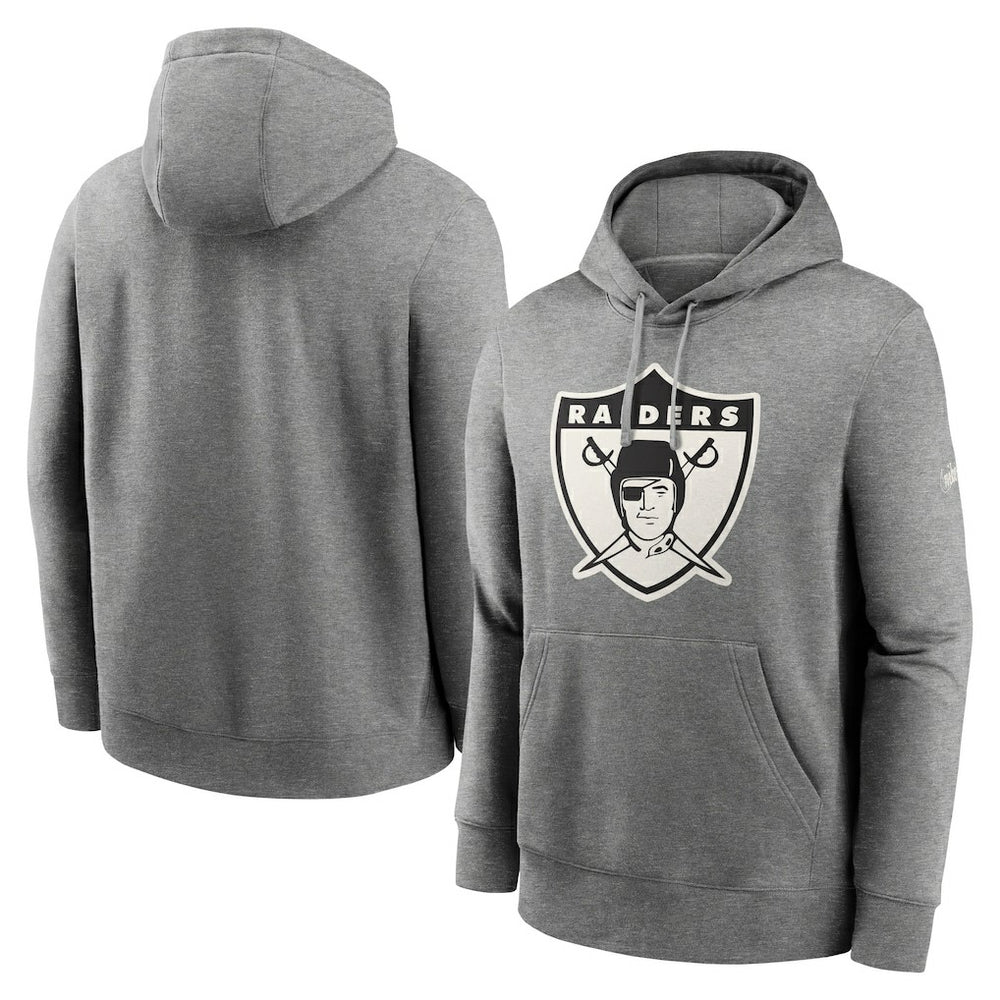 Oakland Raiders Rewind Club Fleece Pullover Hoodie Heathered Gray