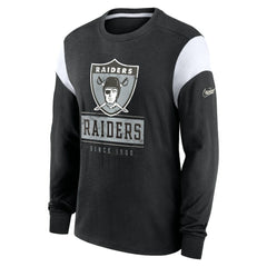 Oakland Raiders Rewind Playback Helmet Long Sleeve T-Shirt Heather Black