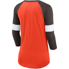Cleveland Browns Women's Football Pride Slub 3/4 Raglan Sleeve T-Shirt Heathered Orange/Brown