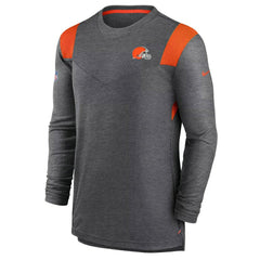 Cleveland Browns Sideline Tonal Logo Performance Player Long Sleeve T-Shirt Charcoal