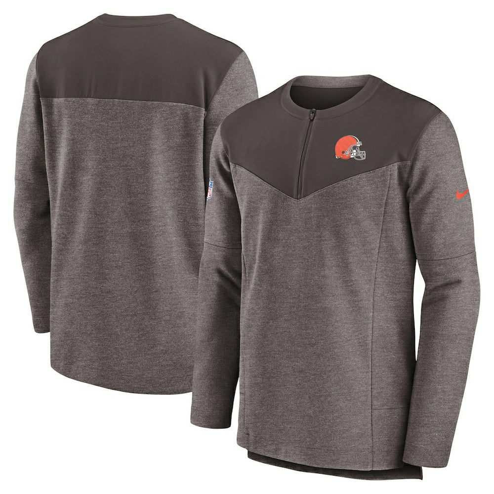 Cleveland Browns Sideline Lockup Performance Quarter-Zip Top Brown