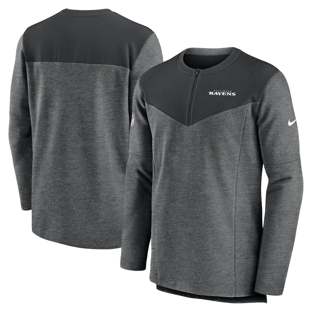 Baltimore Ravens Sideline Lockup Performance Quarter-Zip Top Charcoal