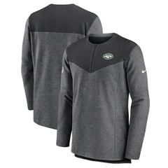 New York Jets Sideline Lockup Performance Quarter-Zip Top Charcoal