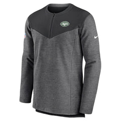 New York Jets Sideline Lockup Performance Quarter-Zip Top Charcoal