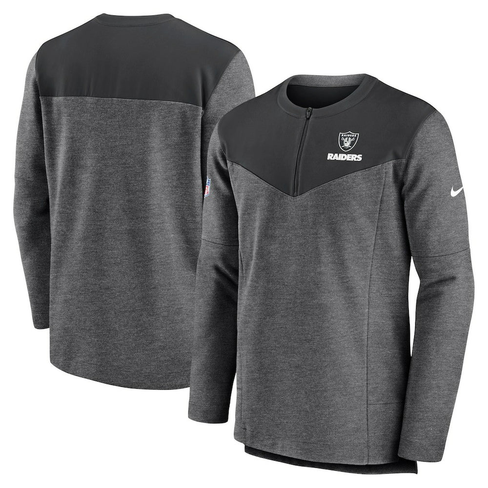 Las Vegas Raiders Sideline Lockup Performance Quarter-Zip Top Charcoal