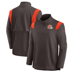 Cleveland Browns Sideline Coach Chevron Lockup Quarter-Zip Long Sleeve Top Brown